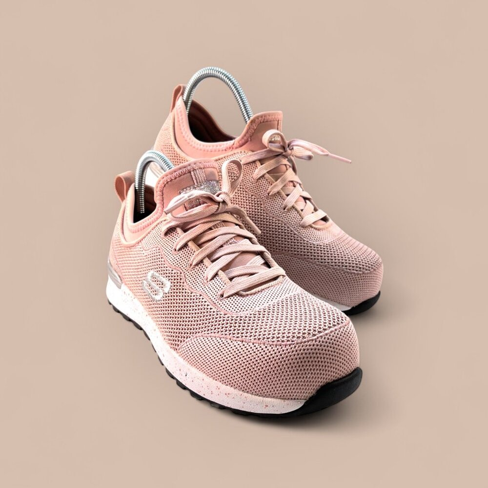 Skechers Women Work Bulkin Balran Comp Toe Sneaker Pink Shoes Size 6.5"